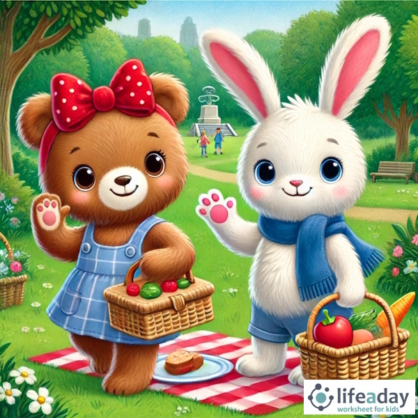การ์ตูนสำหรับเด็ก ในรูปแบบ นิทานการ์ตูนสองภาษา เรื่อง The Lost and Found Picnic หน้า 8